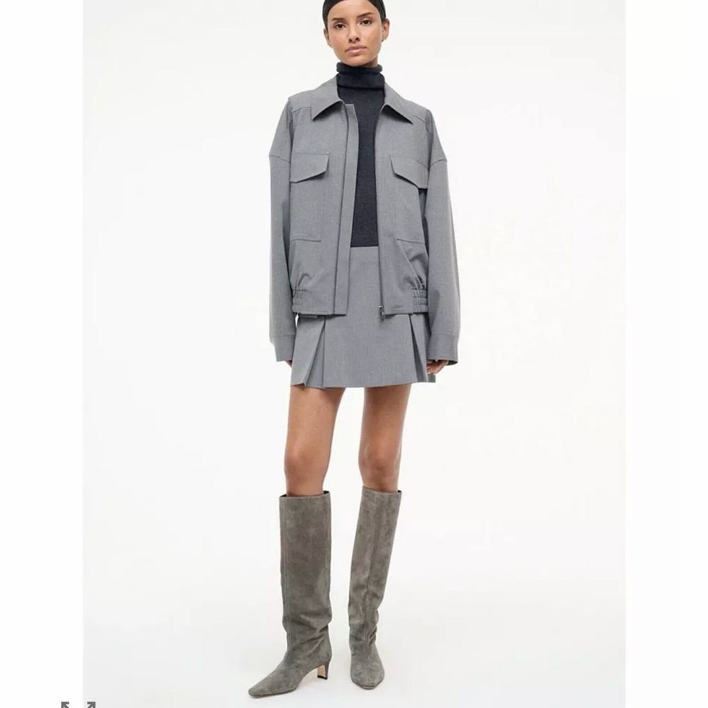 STAUD Wally Tall Boots, Storm Suede, size 37.5 (7.5)